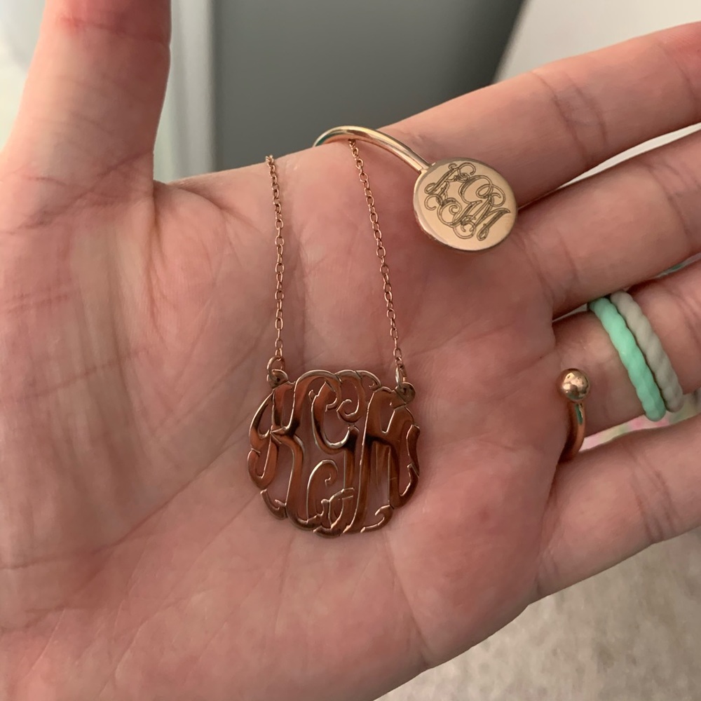 Rose Gold Monogrammed Necklace & Bangle- KGM